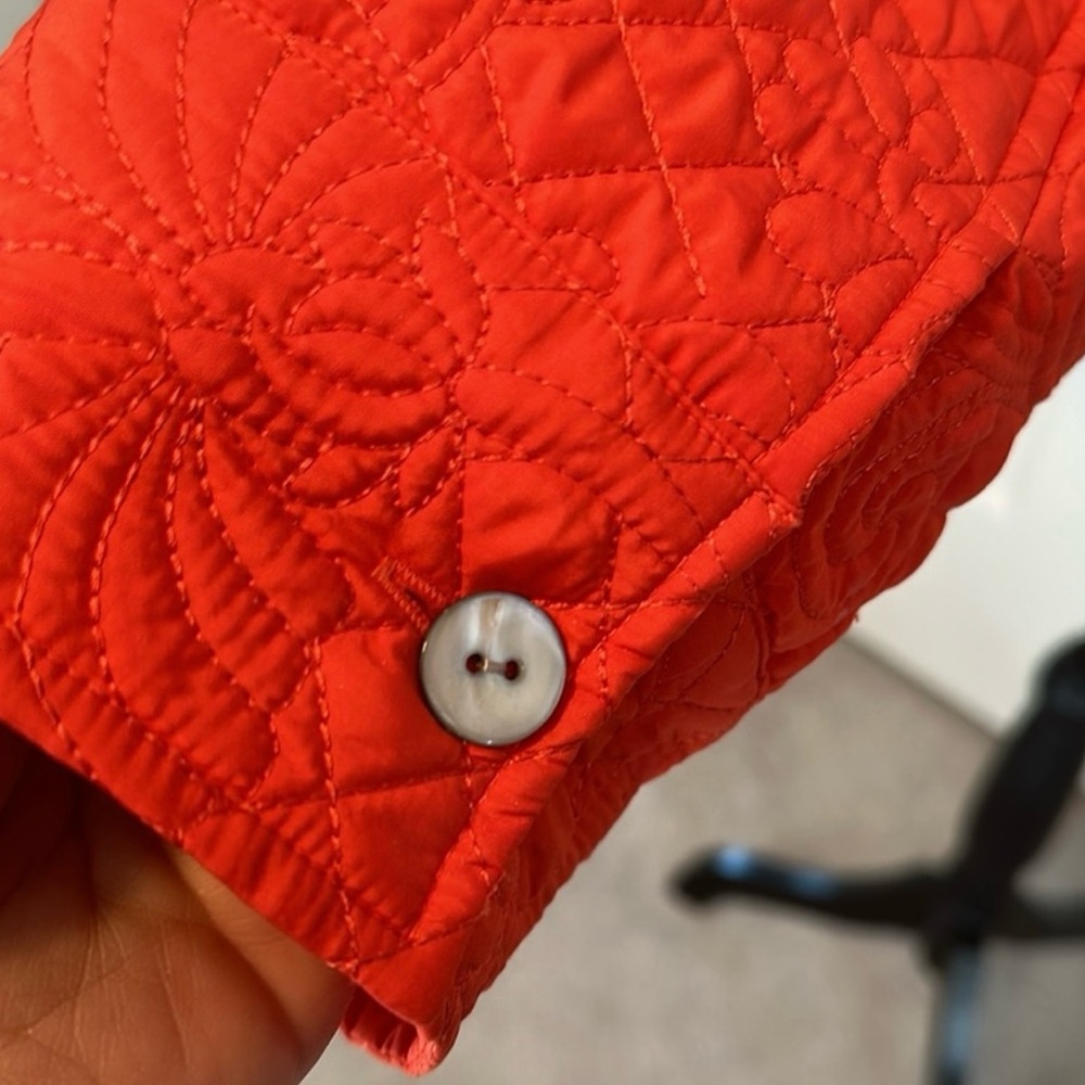 Chicos Quilted Embroidered Orange Jacket size XL Chico’s size 3 - Picture 8 of 10